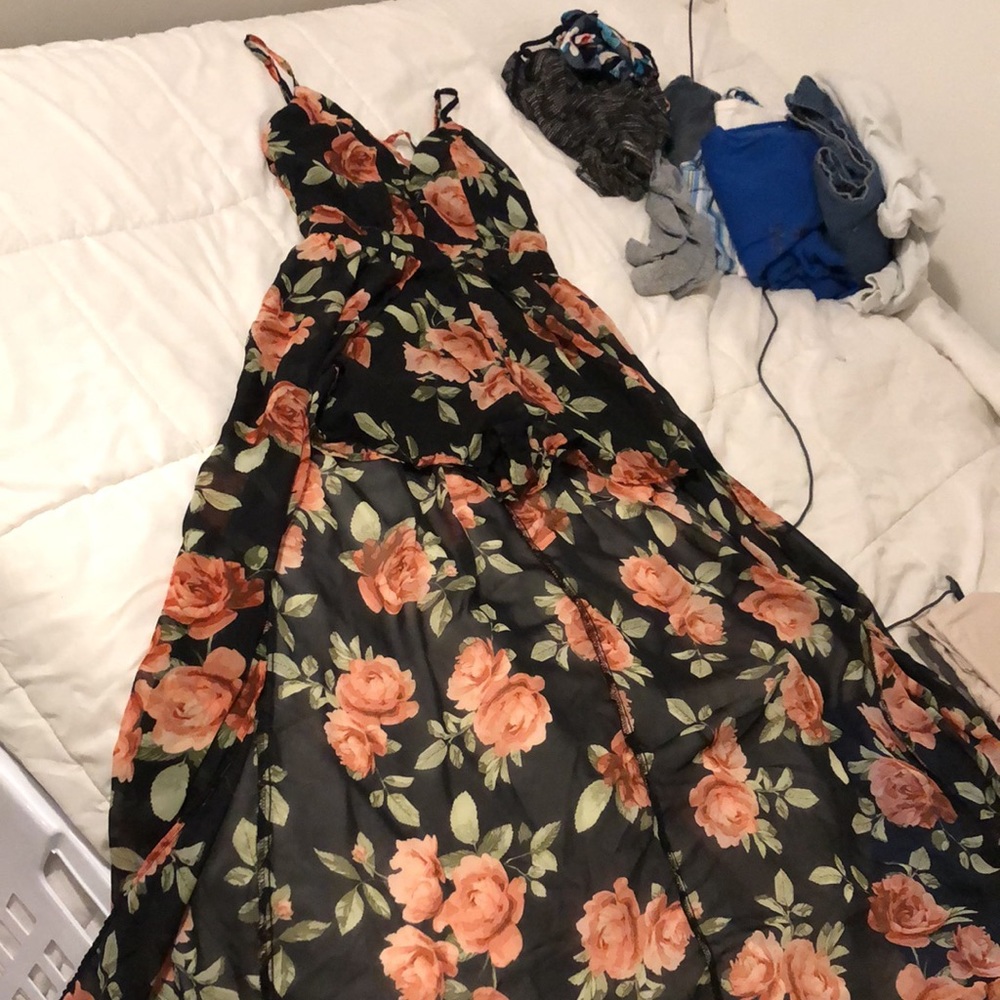 romper with long skirt overlay